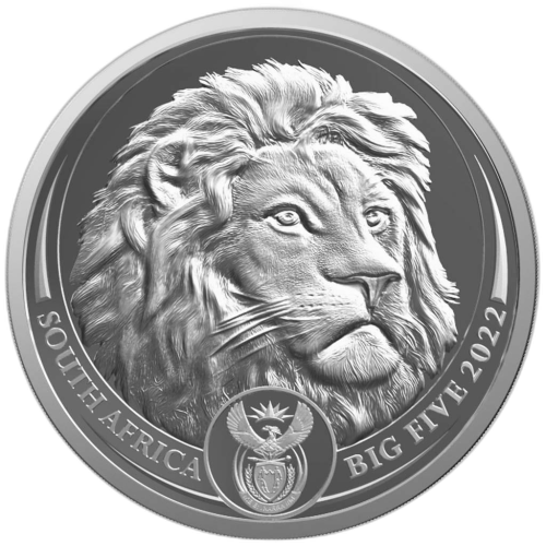 1 troy ounce platina munt Big Five leeuw 2022 voorkant