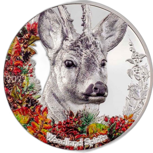 1 troy ounce silver coin Woodland Spirits - Deer front