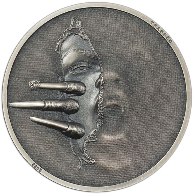 1 troy ounce zilveren munt Untrapped 2022 voorkant
