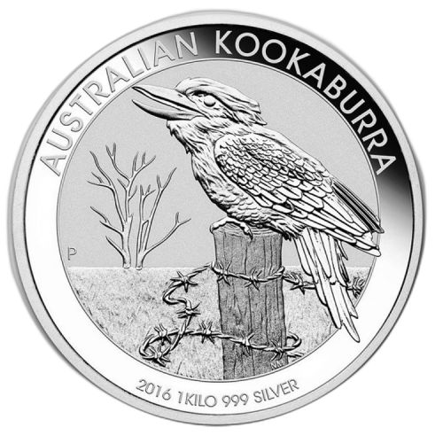 10 kilogram zilver Kookaburra munt 2016 voorkant