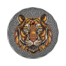 2 troy ounce zilveren munt Mandala Tijger antieke afwerking 2022 voorkant