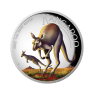 1 troy ounce zilveren Kangaroo Colorized Proof (High Relief) voorkant