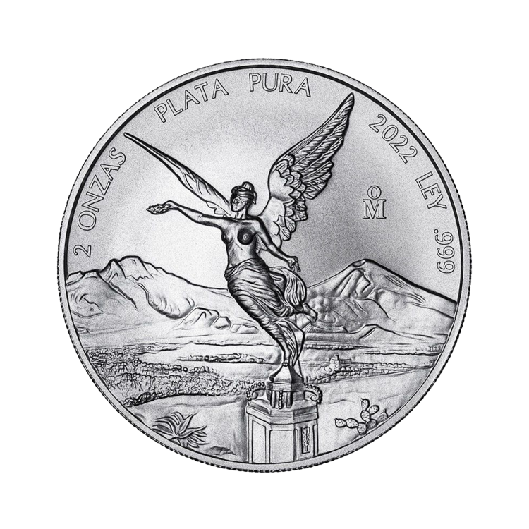 2 troy ounce silver coin Mexican Libertad 2022 front