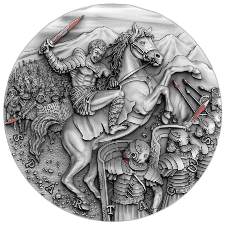 2 troy ounce zilveren munt Slave Revolt Great Commandors 5$ Niue 2019 front
