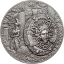 2 troy oz zilveren munt Shield of Athena Aegis Mythology 5$ Niue 2018 voorkant