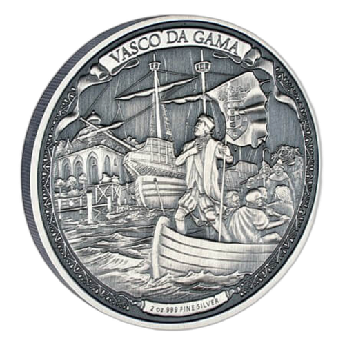 2 troy ounce zilveren munt Vasco Da Gama Journeys of Discovery 2016 voorkant