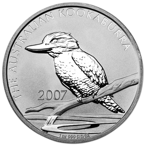 1 Troy ounce zilveren munt Kookaburra 2007 voorkant