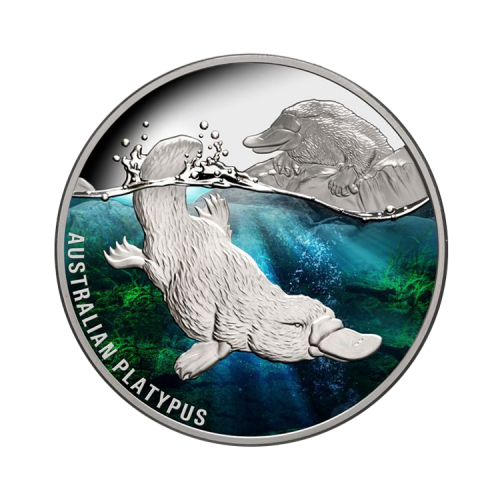 1 troy ounce zilveren Platypus proof munt voorkant