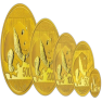 5 Delige set gouden Panda munten 2016 voorkant