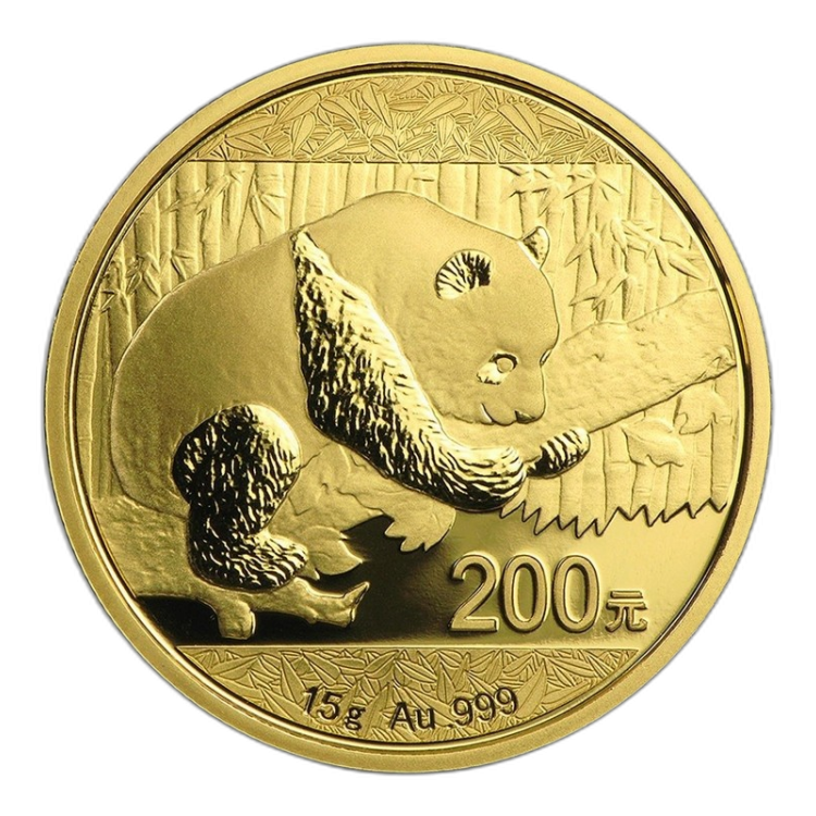 15 Gram goud Panda munt 2016 voorkant