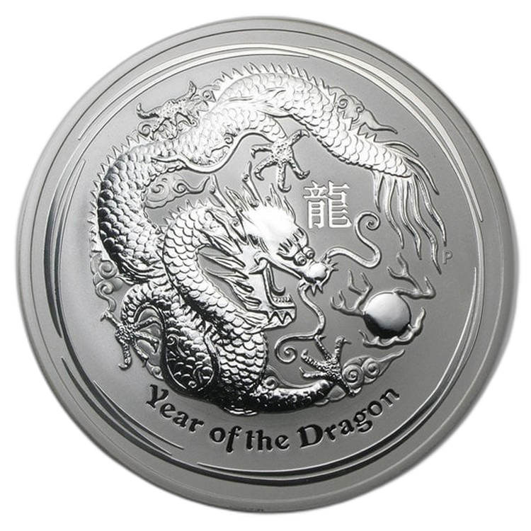 10 troy ounce zilveren Lunar munt Year of the Dragon 2012 voorkant