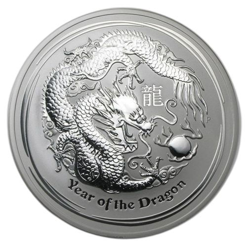 10 troy ounce silver Lunar coin Year of the Dragon 2012 front